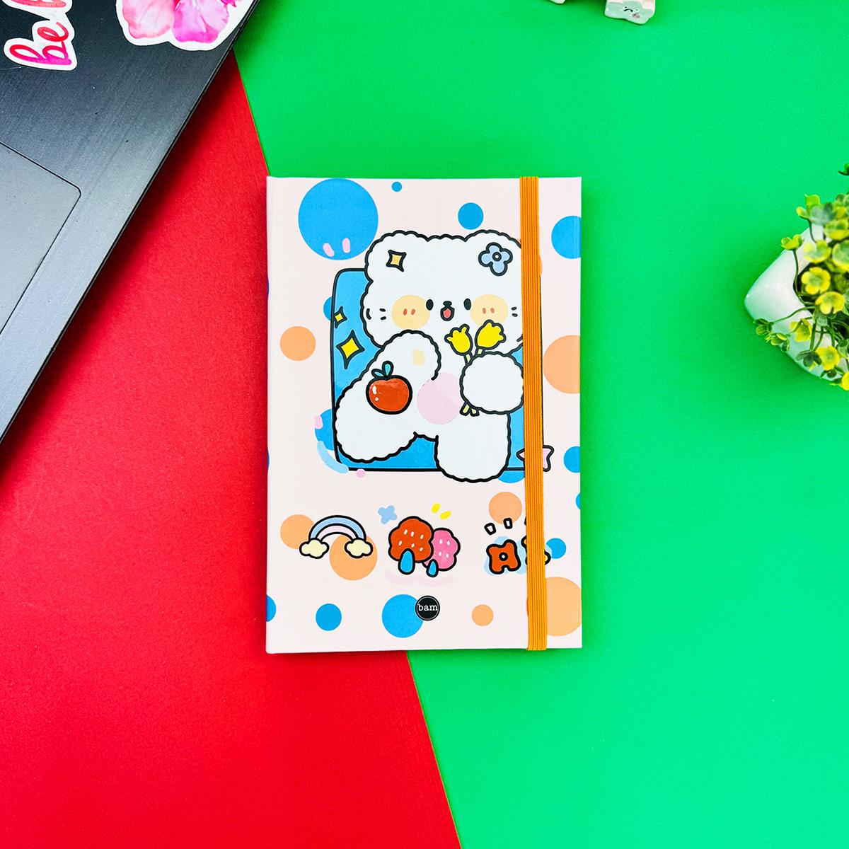 Ayı Çiçek Tasarımlı Lastikli Defter