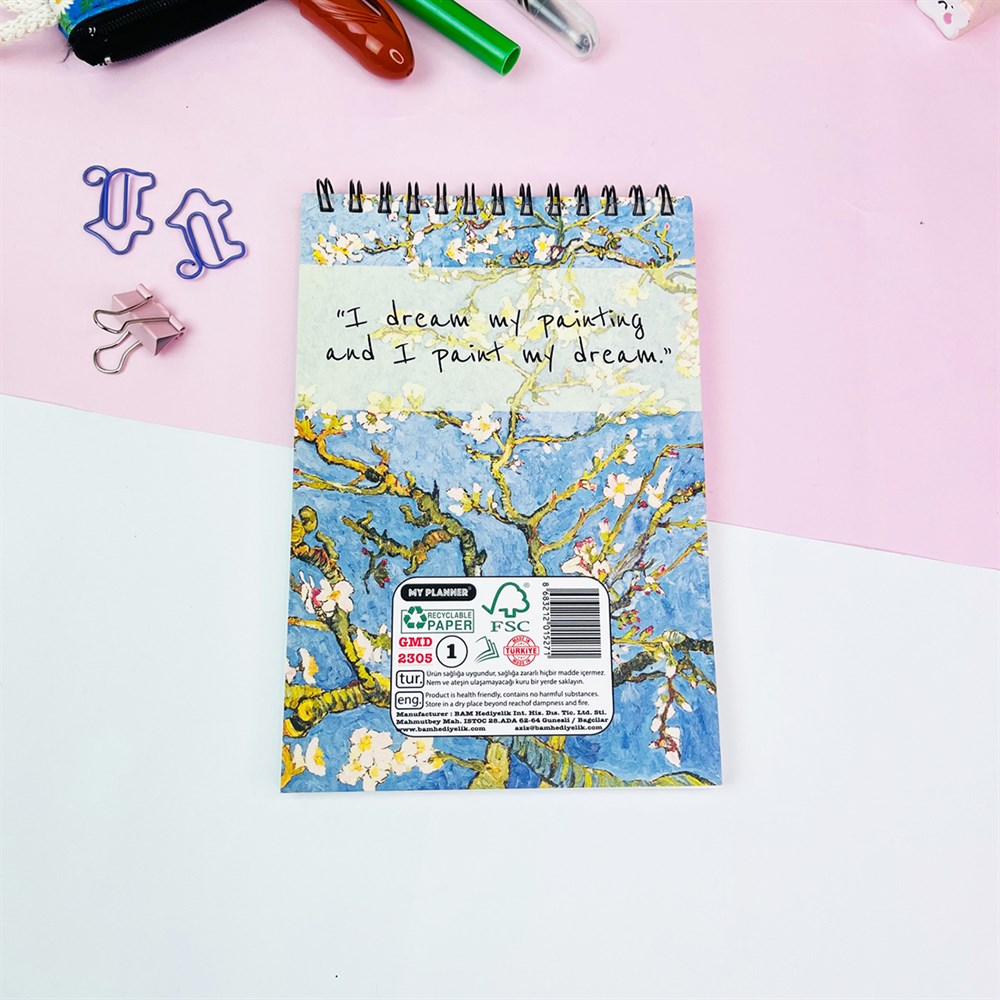 Badem Çiçeği Tasarımlı Spiralli Defter