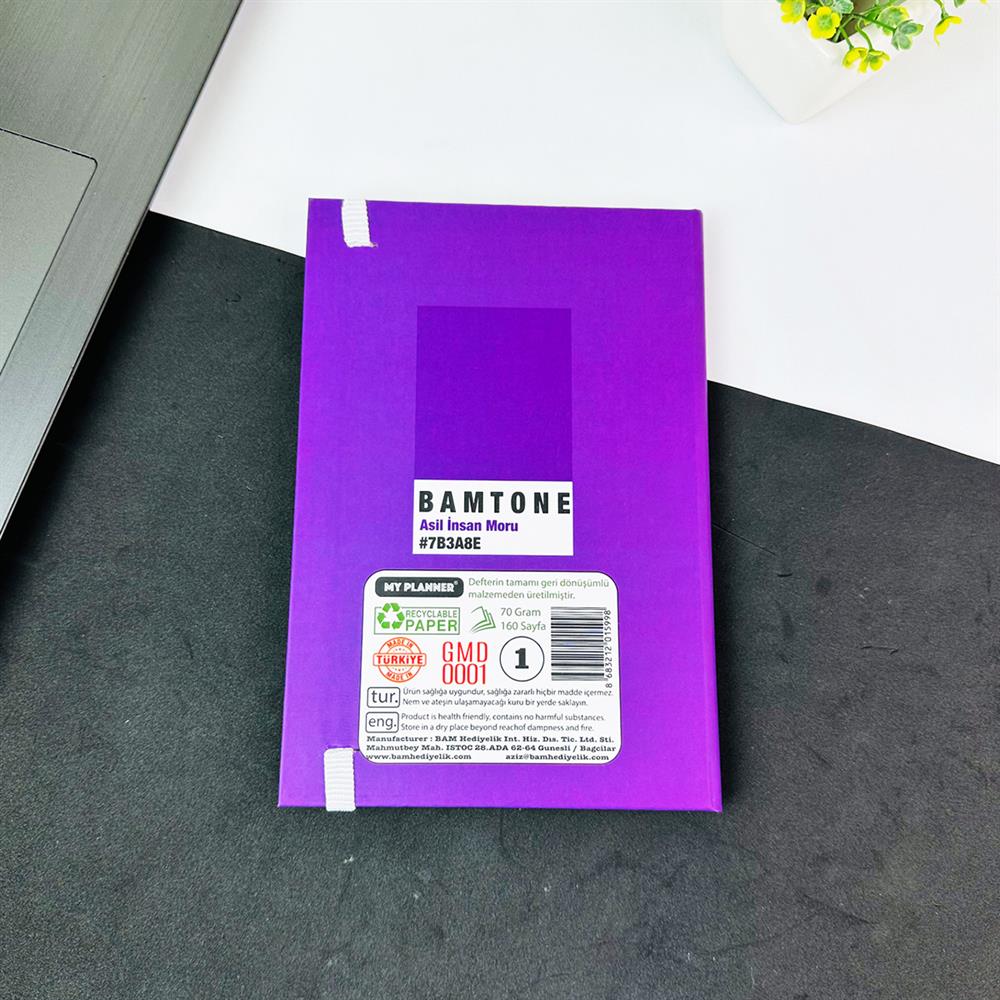 Bam Tone Mor Tasarımlı Lastikli Defter