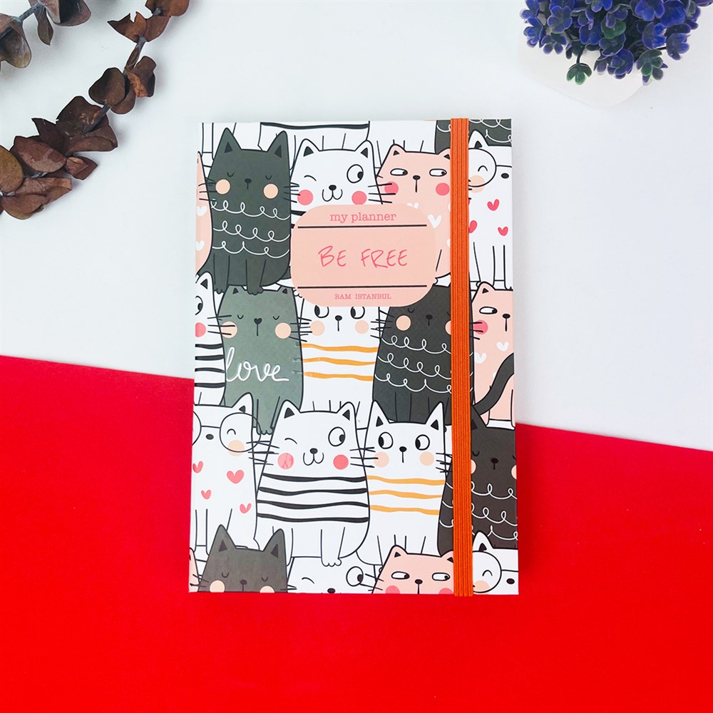 Be Free Kedi Tasarımlı Lastikli Defter