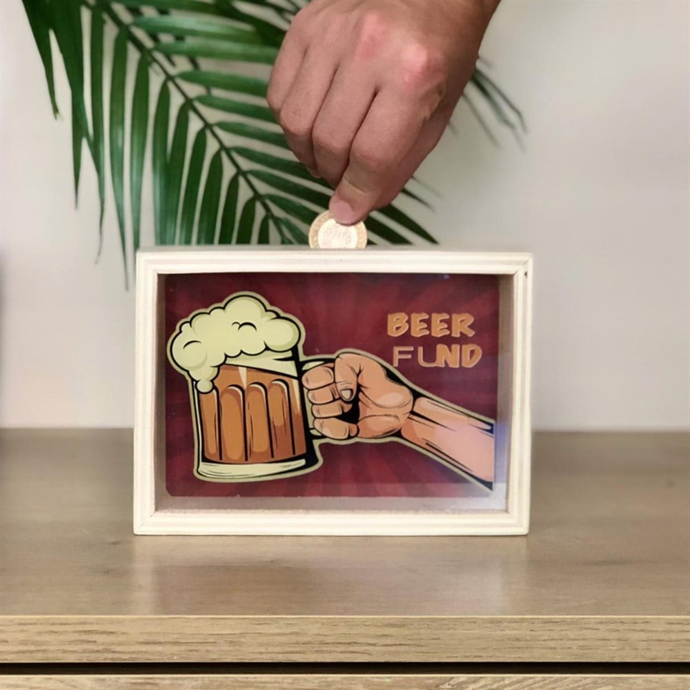 Beer Flnd Wooden Money Box