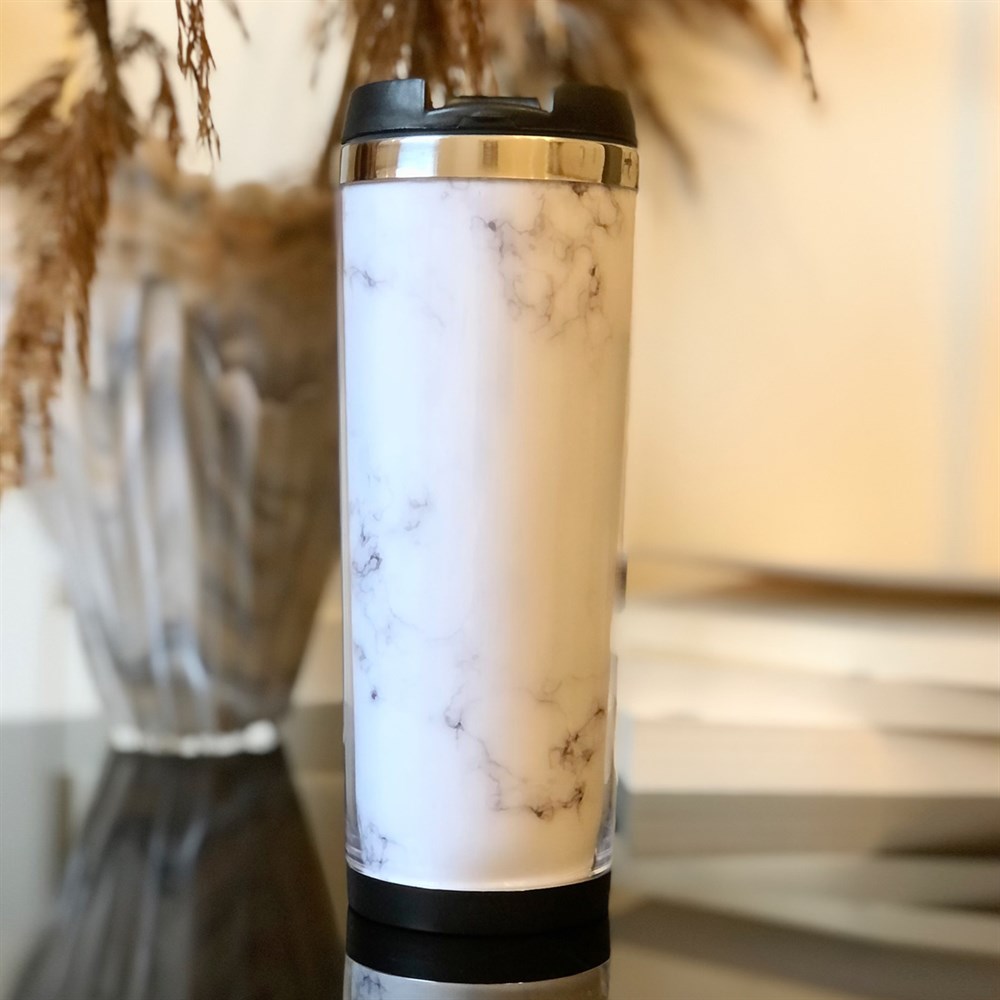 Beyaz Mermer Tasarımlı 400 Ml Mug Bardak