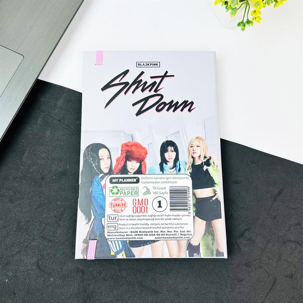 Black Pink Shut Down Tasarımlı Lastikli Defter