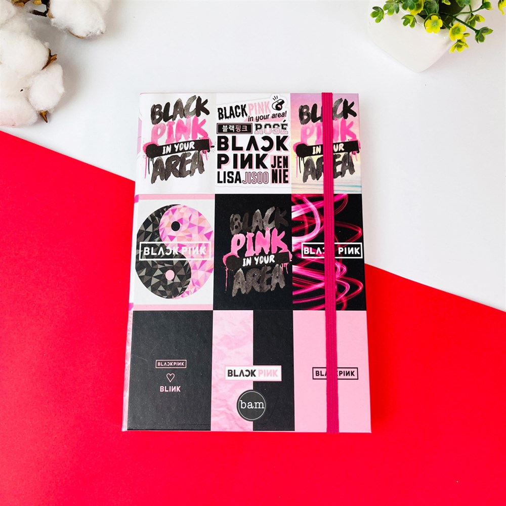 Black Pink Tasarımlı Lastikli Defter
