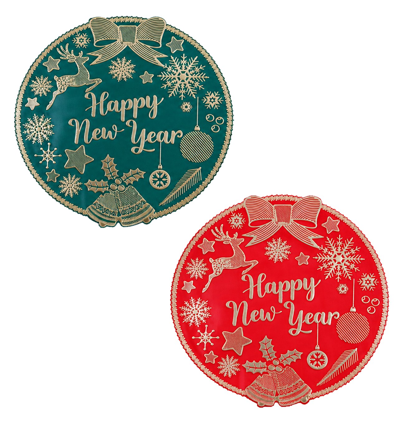 BM-2630 Happy New Year Amerikan Servis Kırmızı ve Yeşil 40 Cm x 12