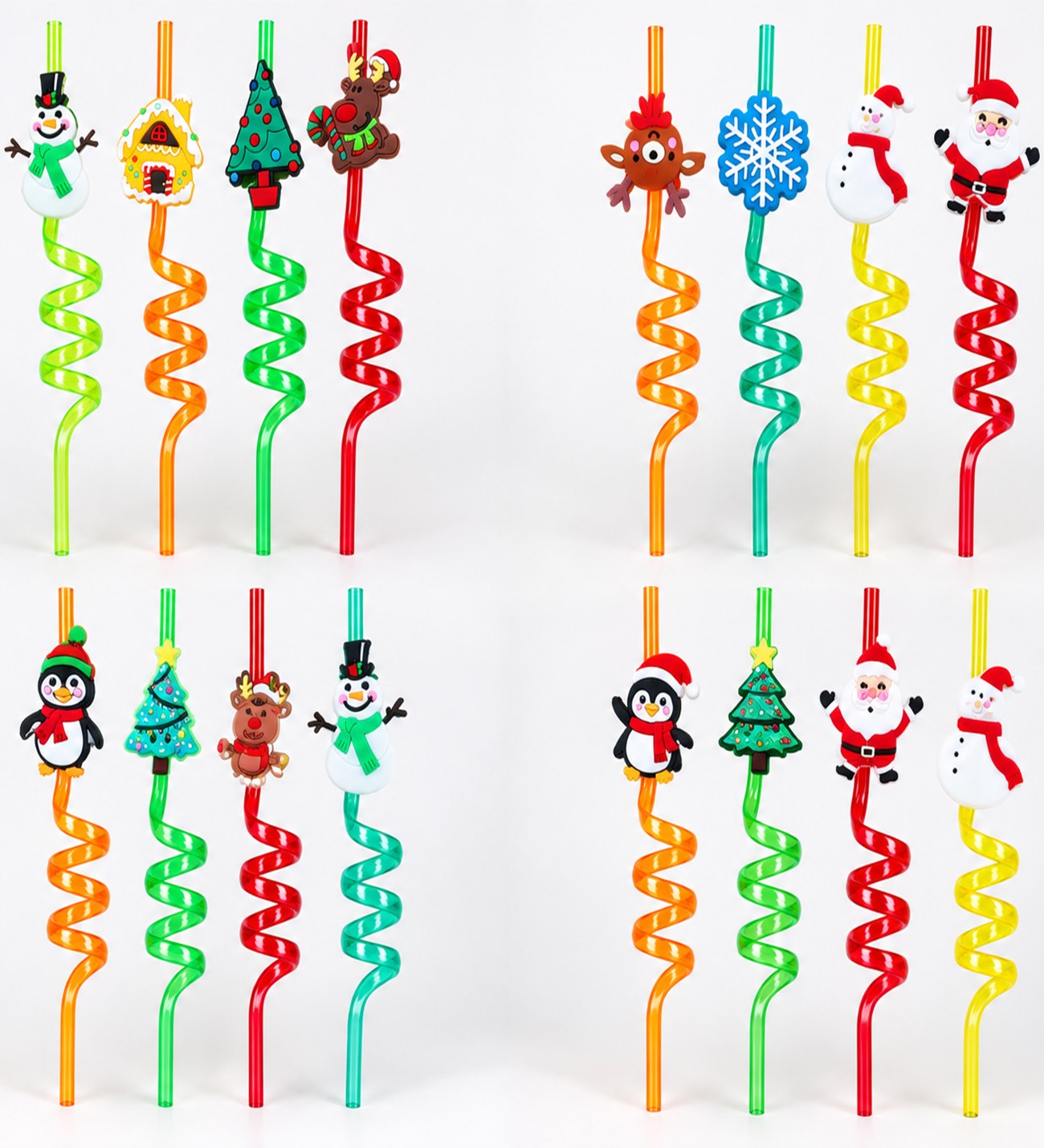 BM-2713 Yılbaşı Figürlü Spiral Pipet 4lü Set x 24