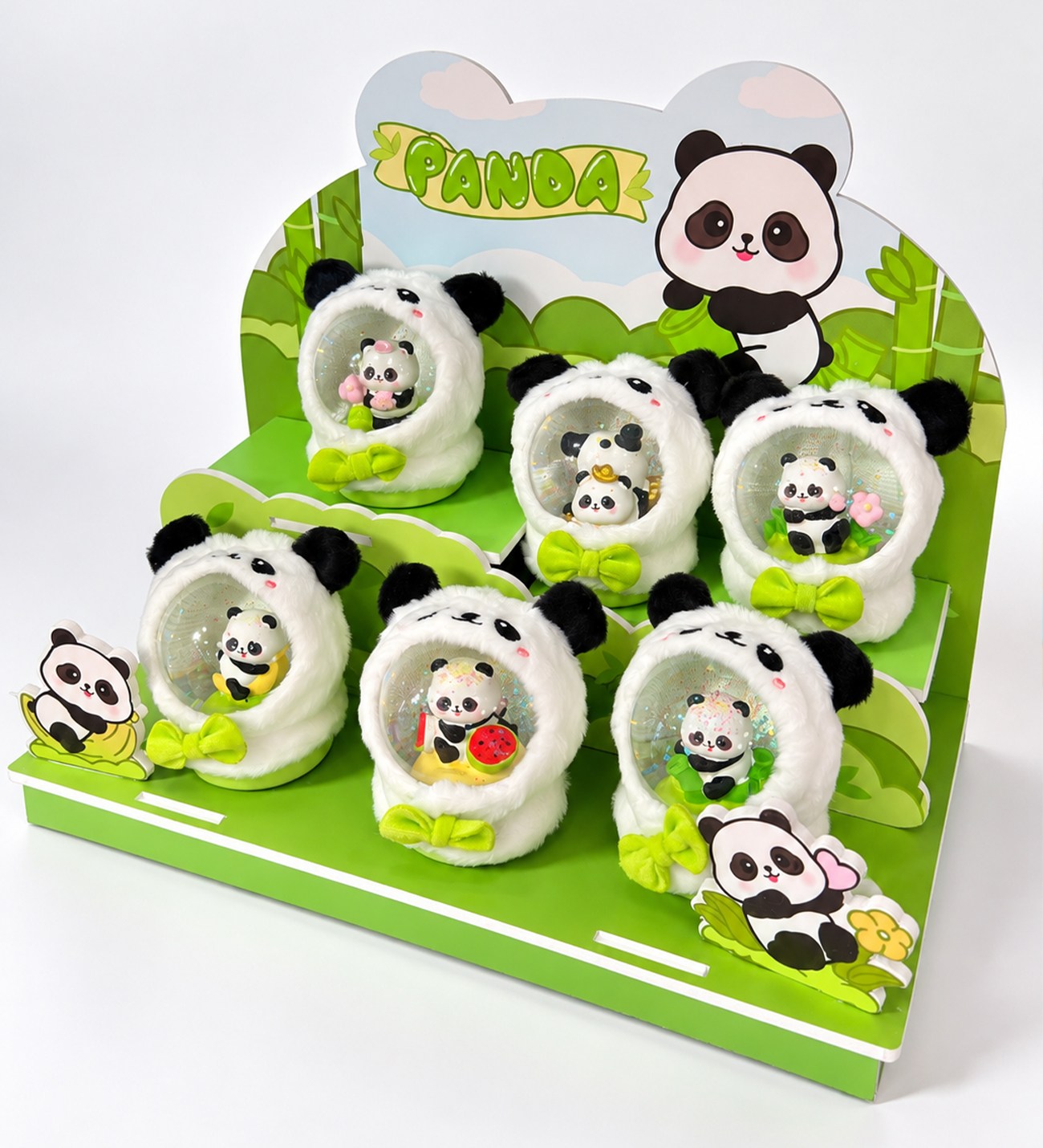 BM-2719 Panda Midi Boy Peluşlu Işıklı Kar Küresi x 6