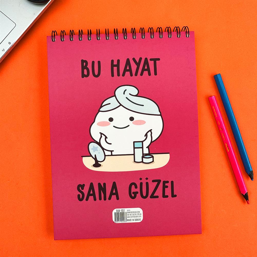 Bu Hayat Sana Güzel Tasarımlı 30x21 Cm Eskiz Defteri 270 Gr