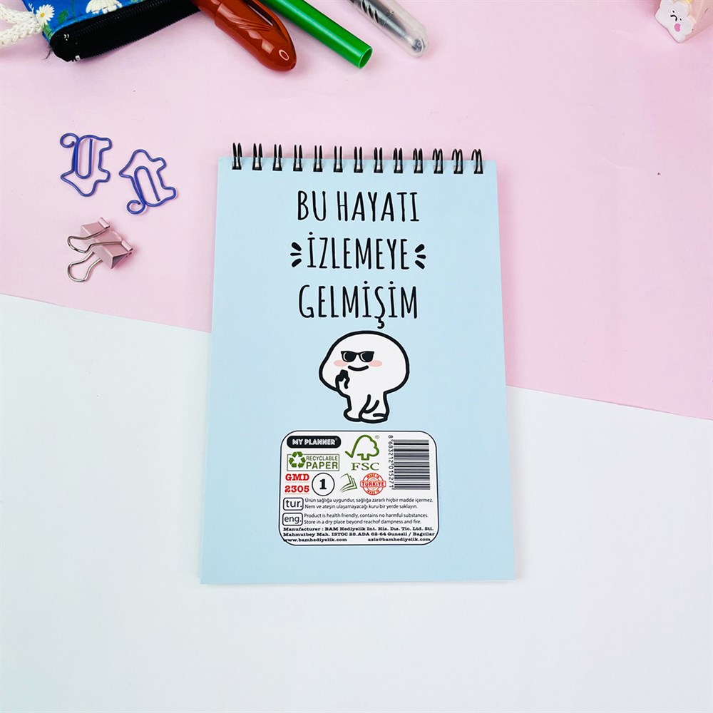 Bu Hayatı İzlemeye Gelmişim Tasarımlı Spiralli Defter