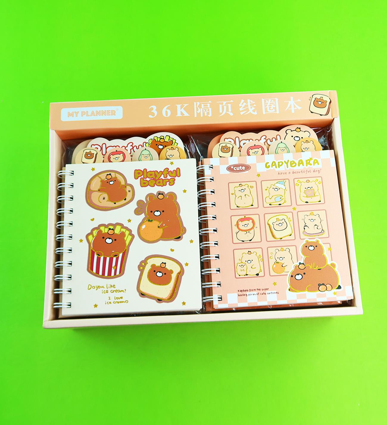 Capybara 4 Bölmeli Çizgili Defter 80 Yaprak x12
