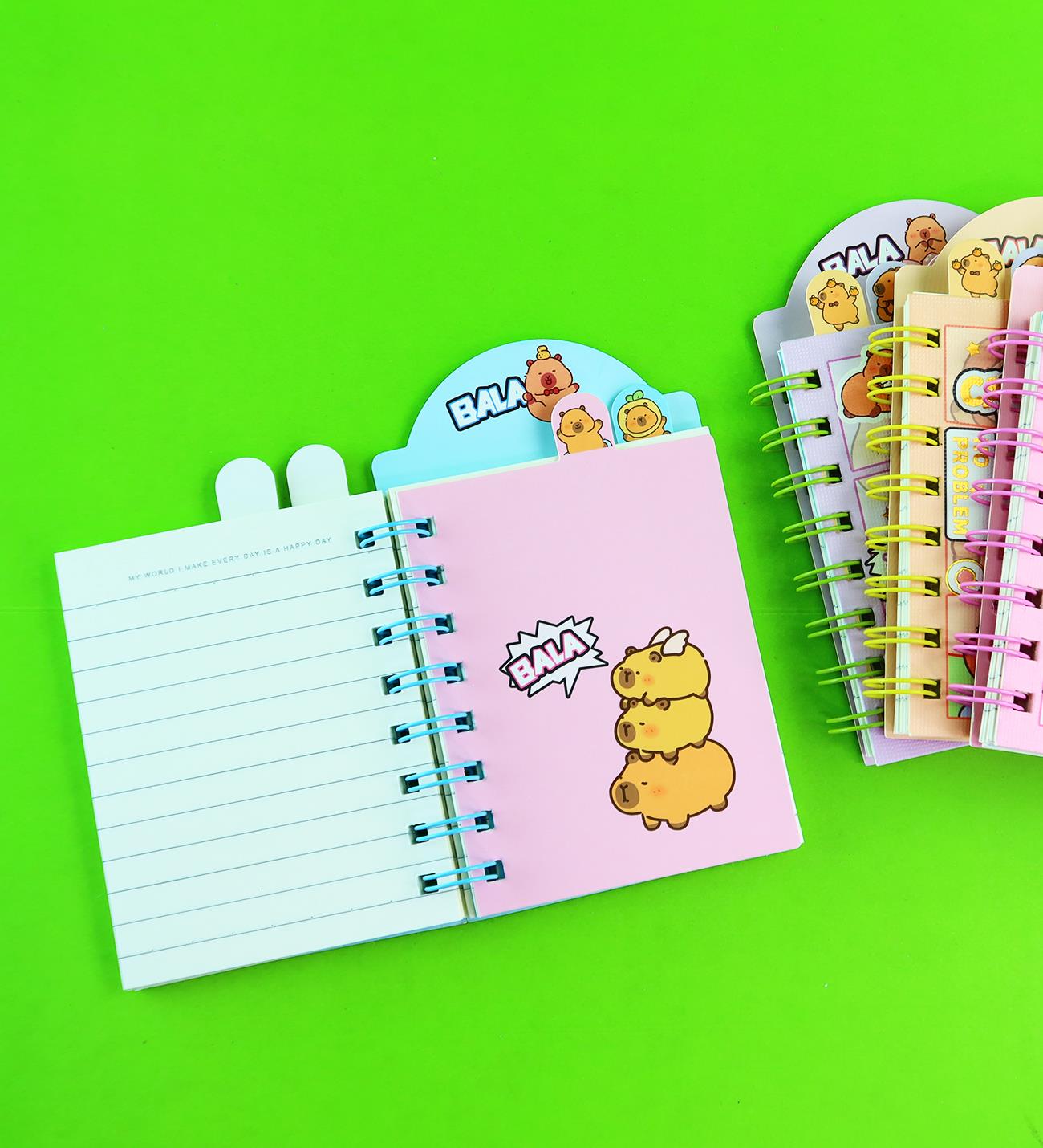 Capybara 4 Bölmeli Çizgili Defter 80 Yaprak x24