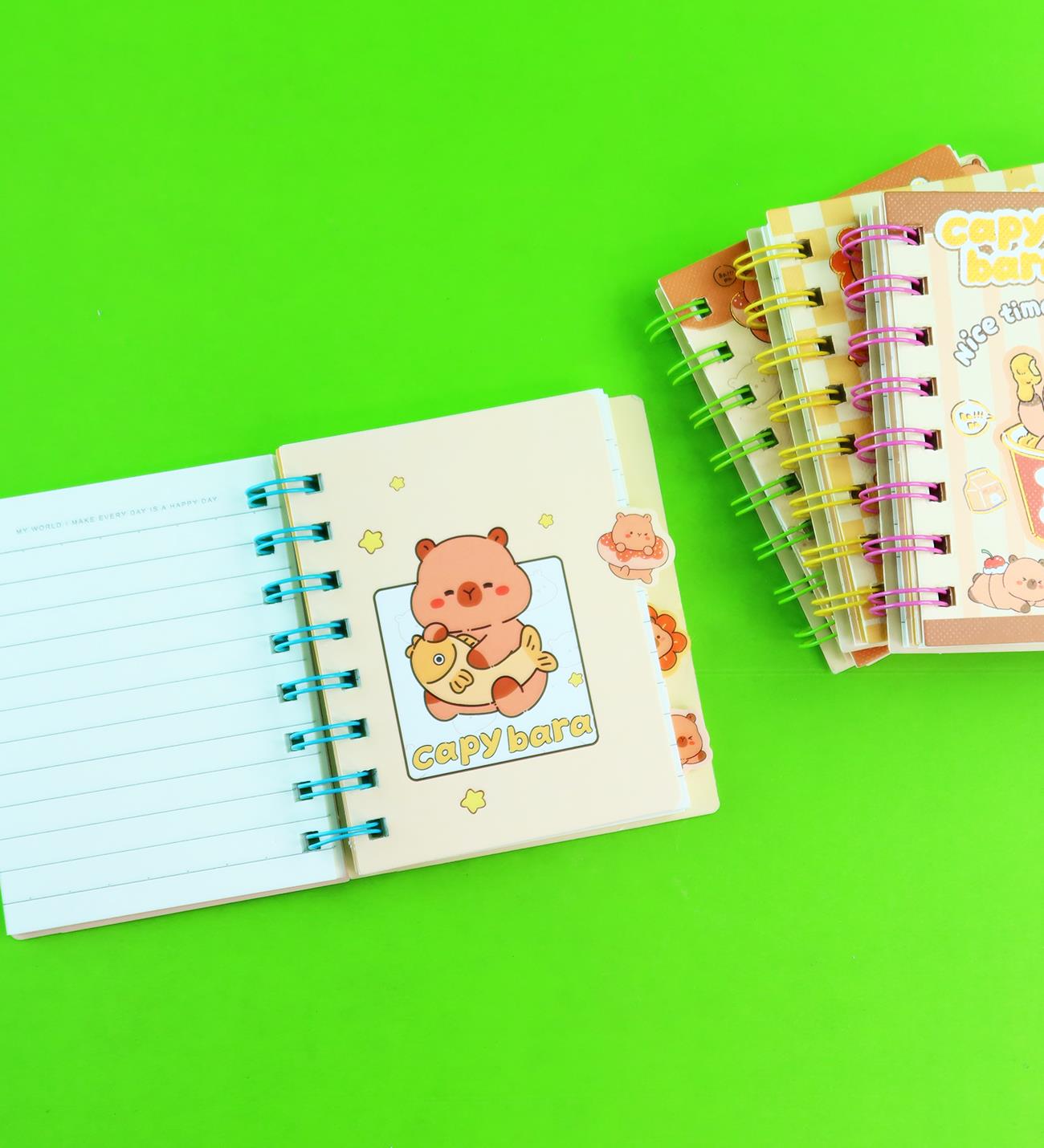 Capybara 4 Bölmeli Çizgili Defter 80 Yaprak x20