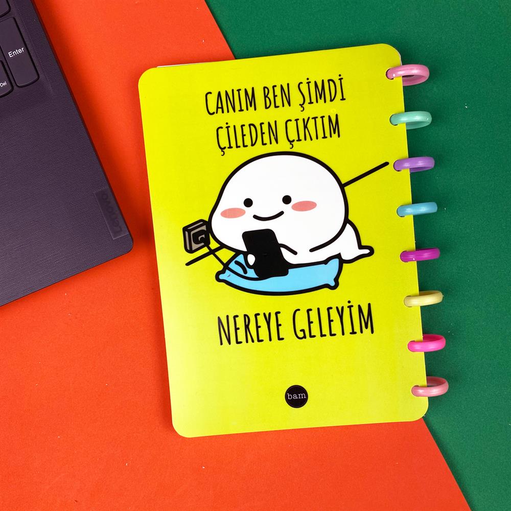 Çileden Çıktım Nereye Geleyim Tasarımlı Kalp Spiralli Defter