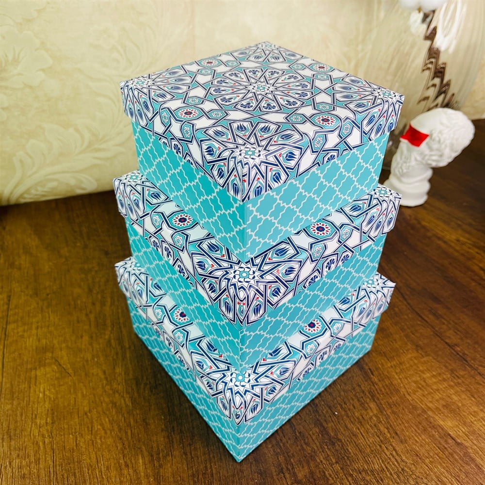 Çini Tasarımlı 3'lü Kutu