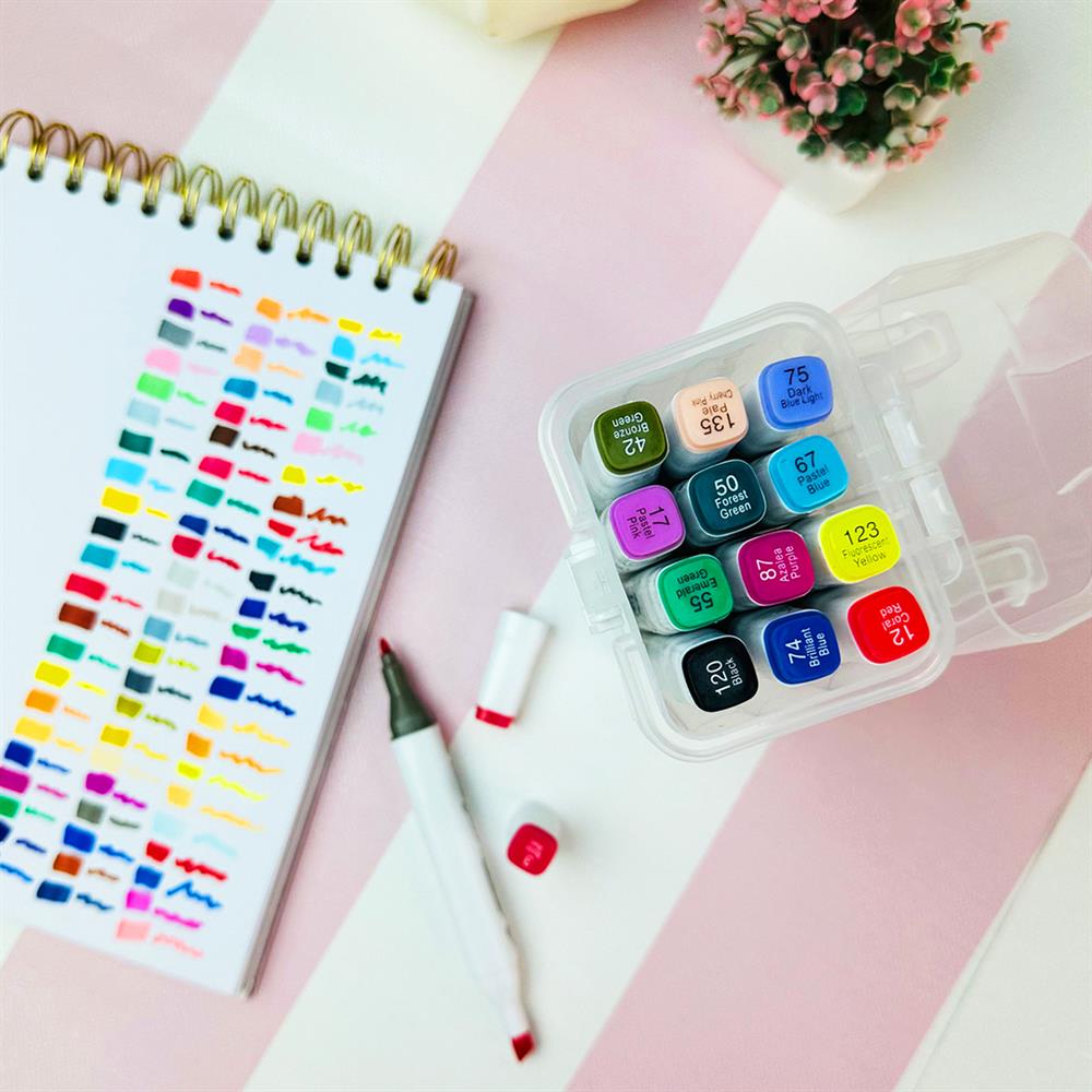 Colorful Çift Taraflı 12'li Marker Kalem Set