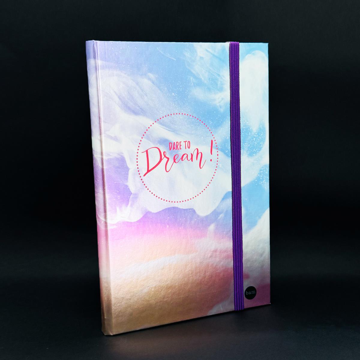 Dare To Dream Tasarımlı Metal Kapaklı Lastikli Defter