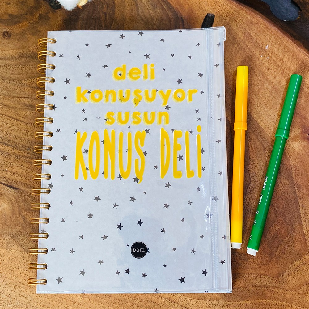 Deli Konuşuyor Susun Tasarımlı Çanta Kapaklı Spiralli Defter