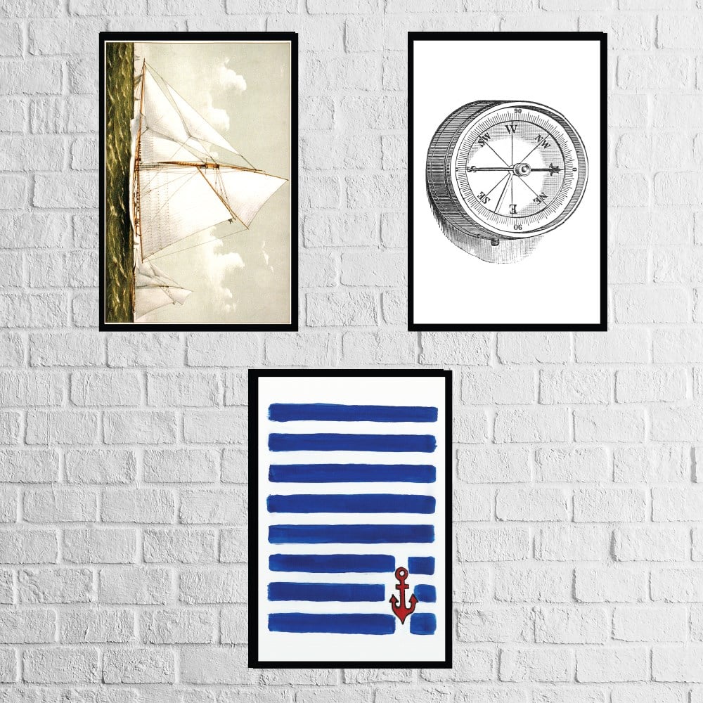 Denizci 3'lü  İstoç Toptan Ahşap Duvar Panosu 20X30