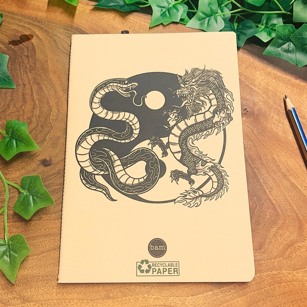Ejderha Ve Yılan Tasarımlı Geri Dönüşümlü Kraft Defter