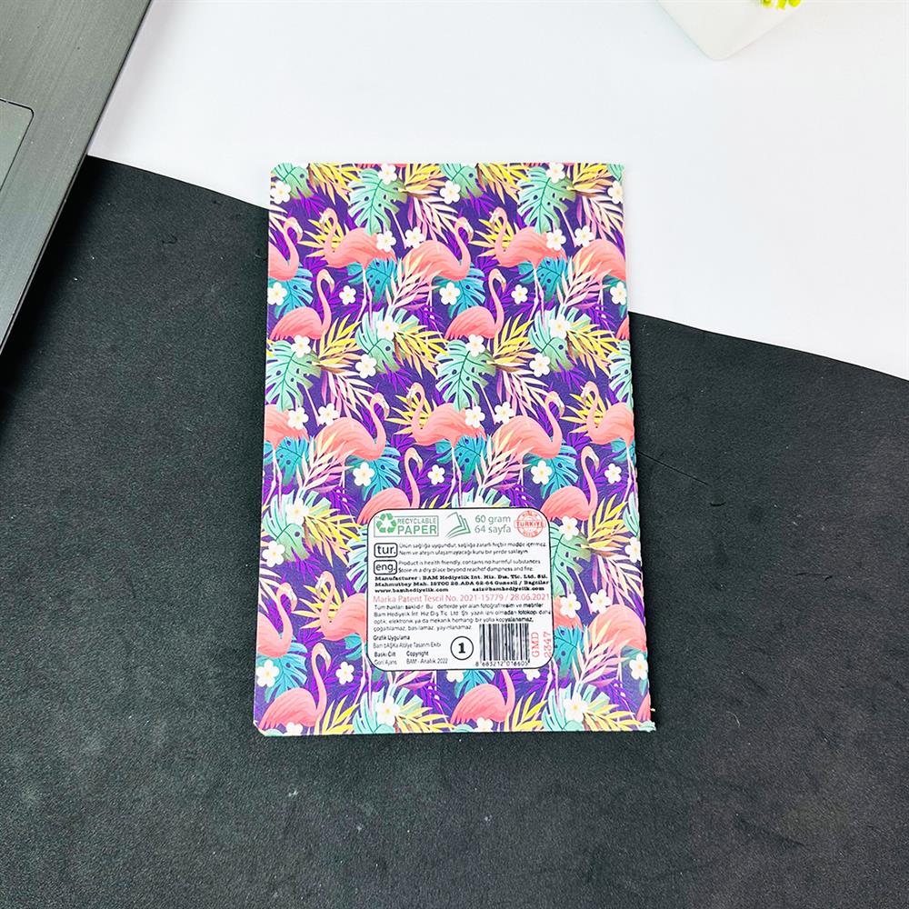 Flamingo Motto Tasarımlı Terzi Dikişli Defter