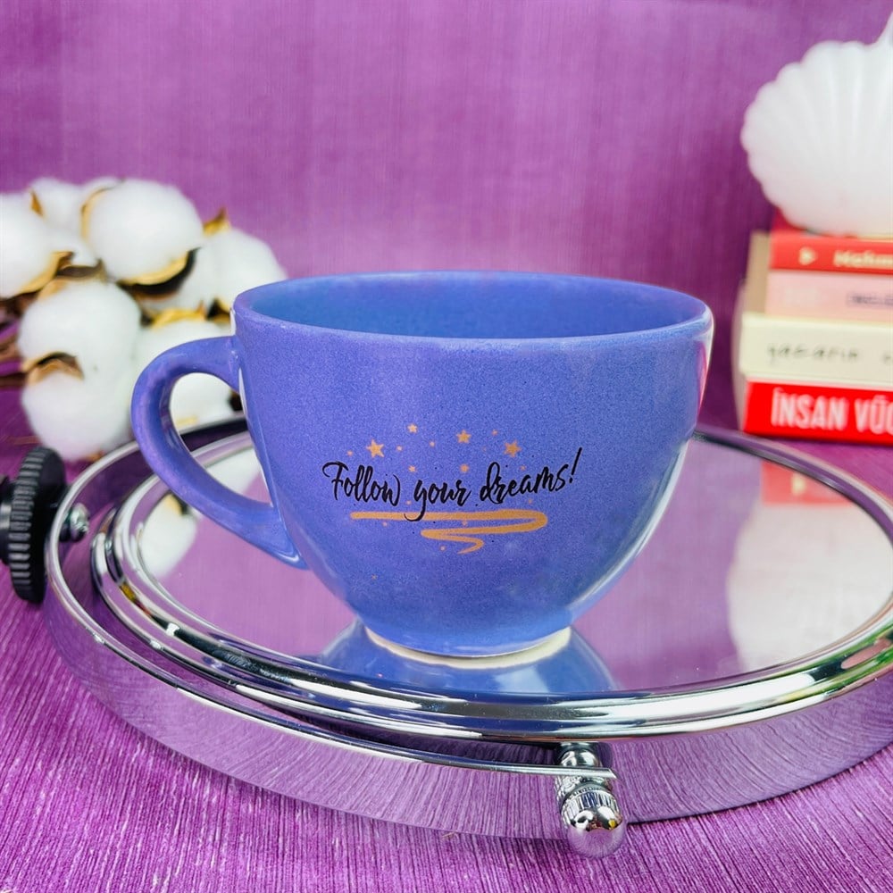 Follow Your Dream Mor Çay Fincanı Toptan