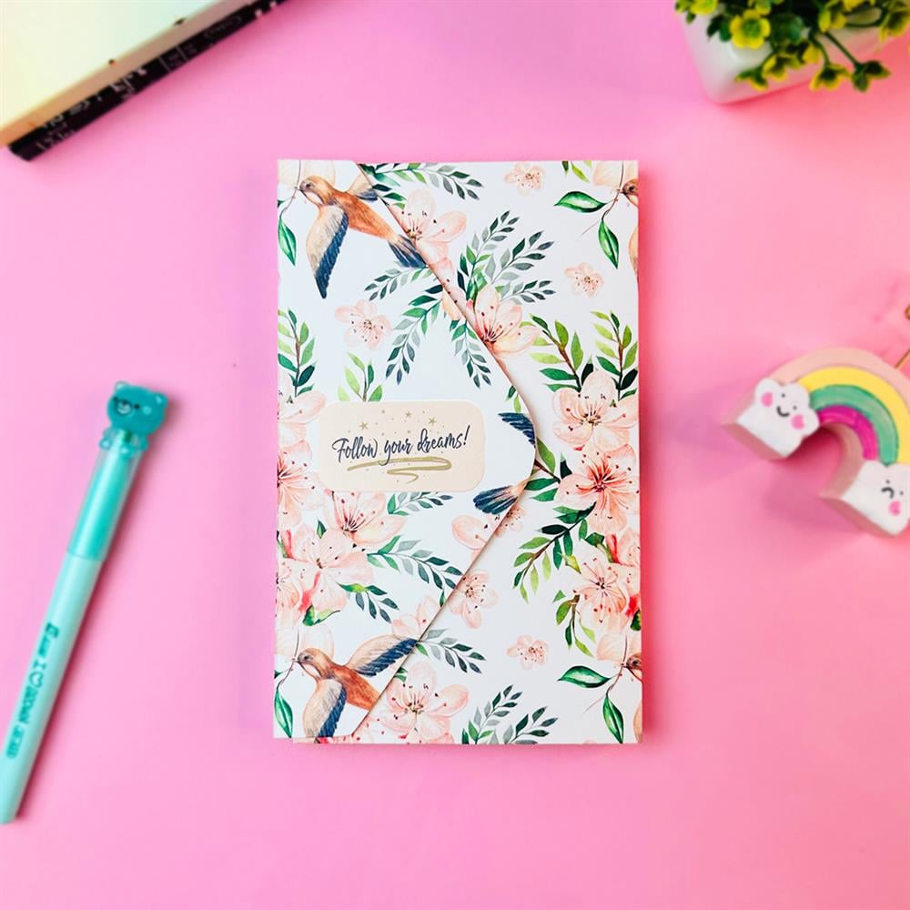Follow Your Dreams Çiçek Tasarımlı Zarf Defter