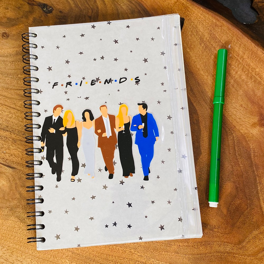 Friends Tasarımlı Çanta Kapaklı Spiralli Defter
