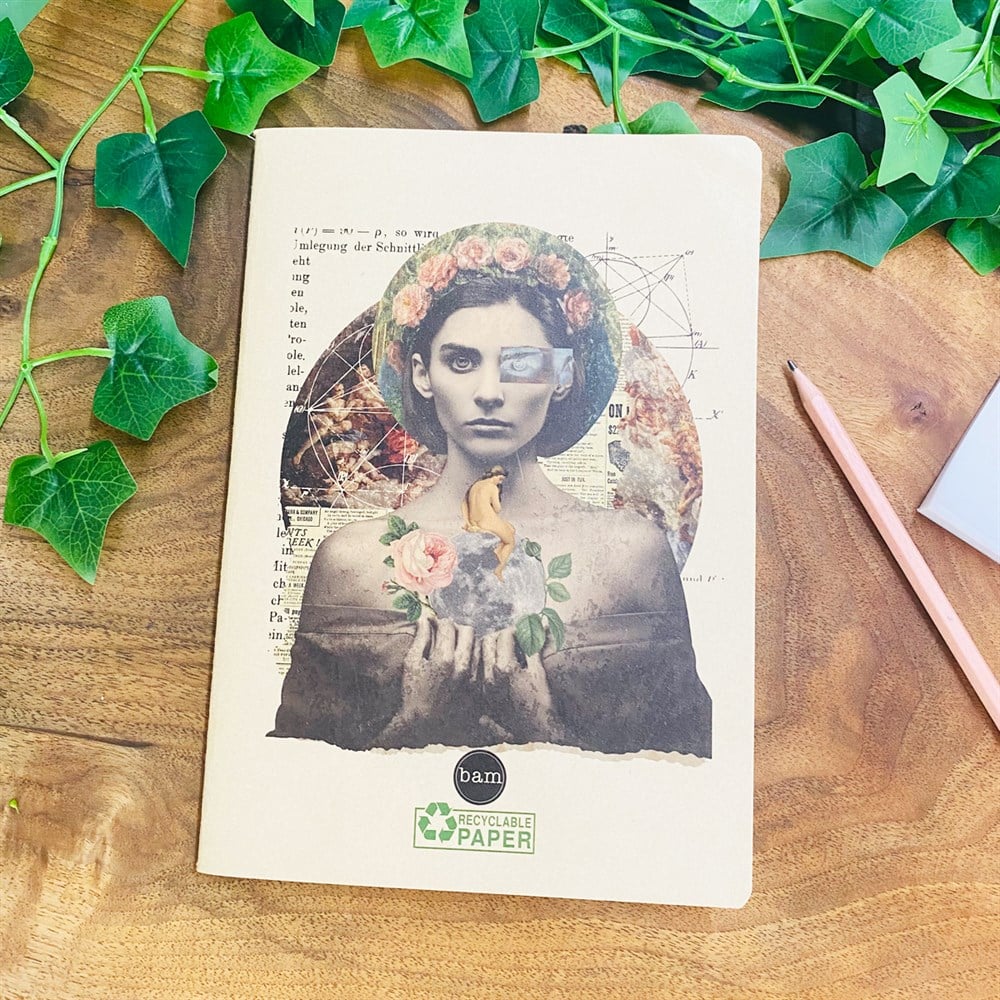 Girl Art Tasarımlı Geri Dönüşümlü Kraft Defter