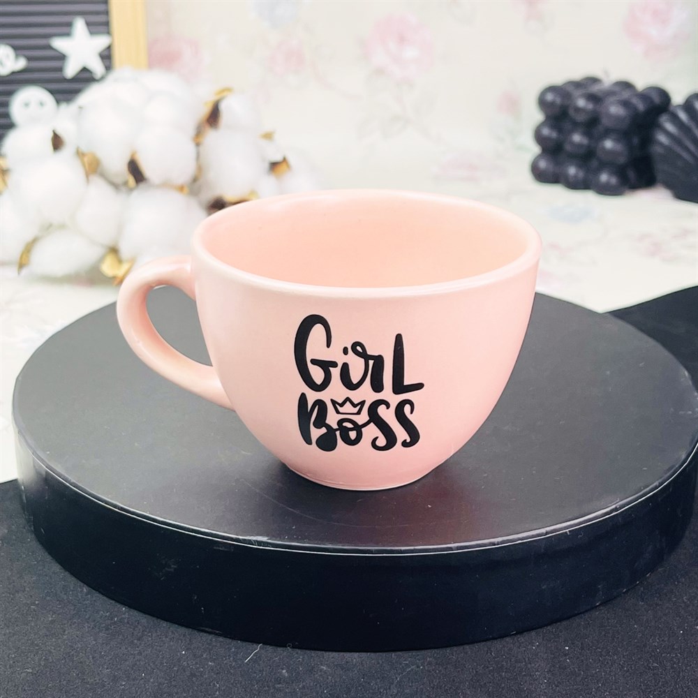 Girl Boss Tasarımlı Pembe Çay Fincanı Toptan