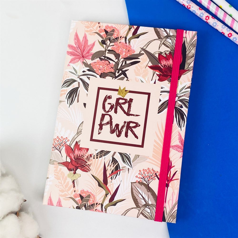 Girl Power Tasarımlı Lastikli Defter