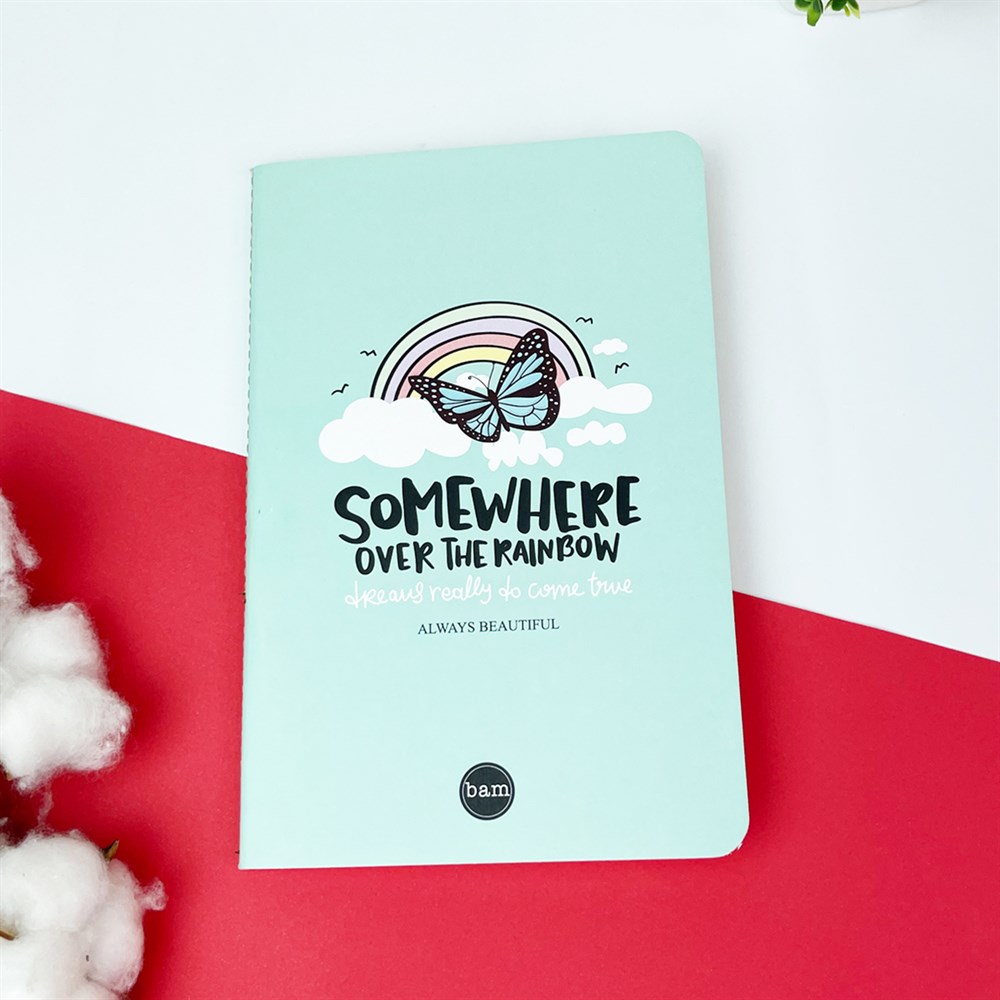Gökkuşağı Kelebek Tasarımlı Terzi Dikişli Defter