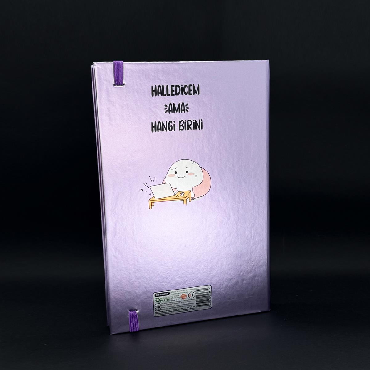 Halledicem Ama Hangi Birini Tasarımlı Metal Kapaklı Lastikli Defter