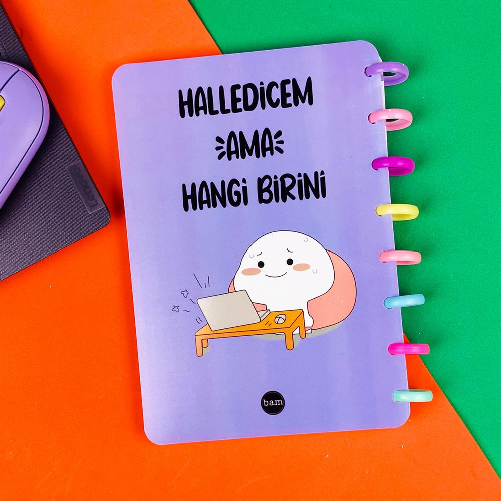 Halledicem Ama Hangi Birini Tasarımlı Kalp Spiralli Defter