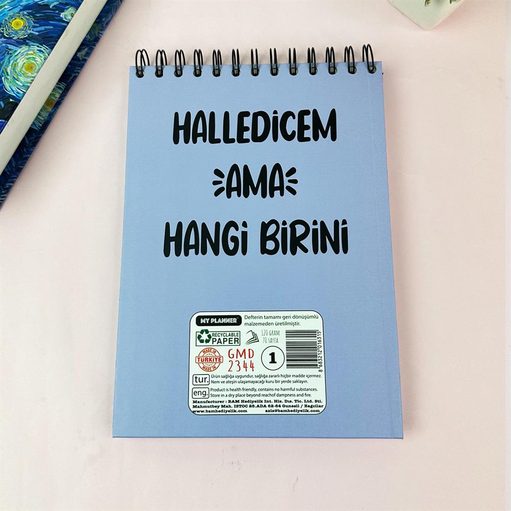 Halledicem Ama Hangi Birini Tasarımlı Üstten Spiralli Defter