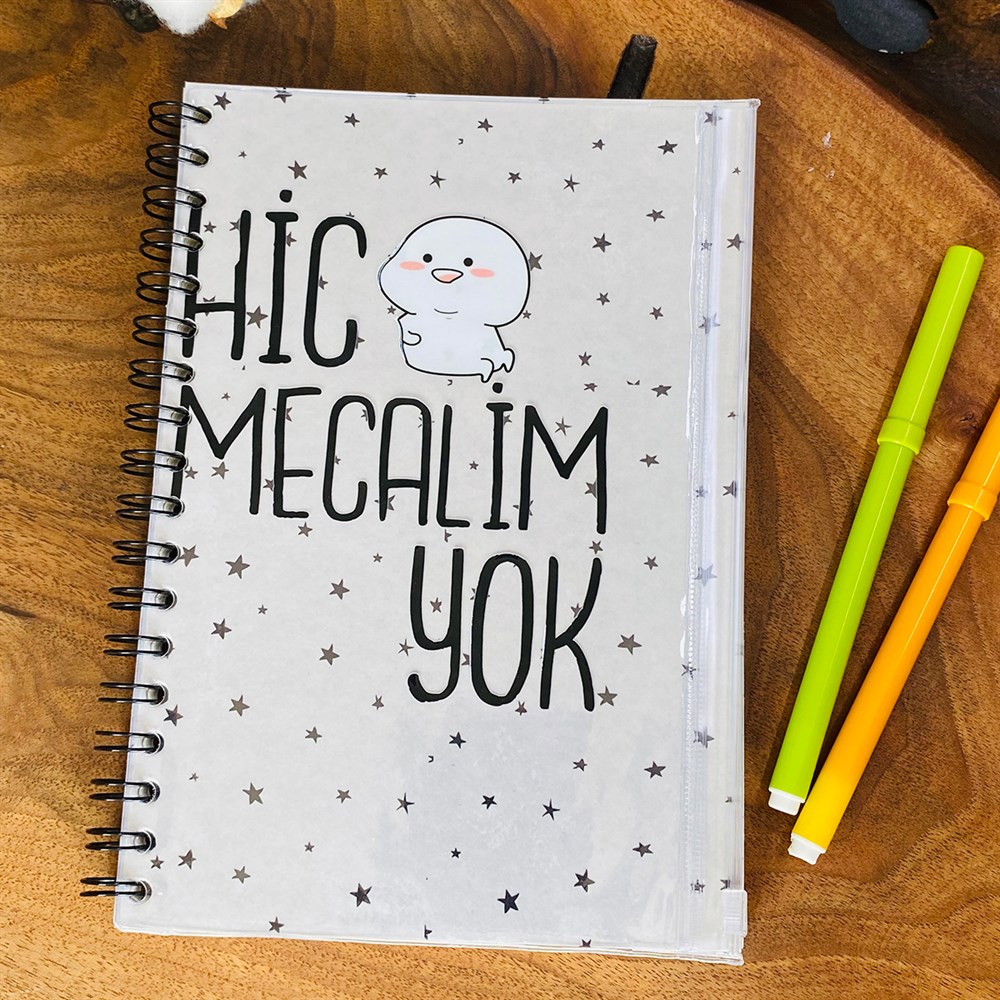 Hiç Mecalim Yok Tasarımlı Çanta Kapaklı Spiralli Defter