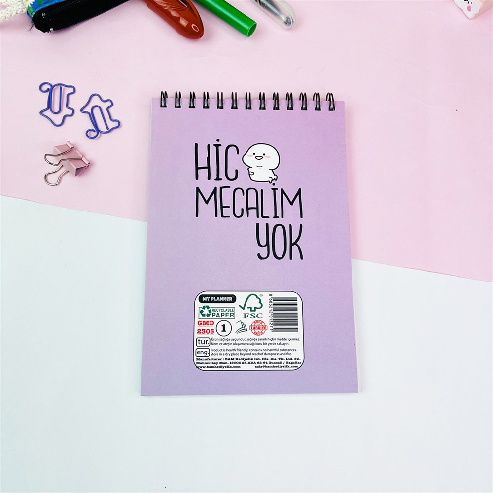 Hiç Mecalim Yok Tasarımlı Spiralli Defter