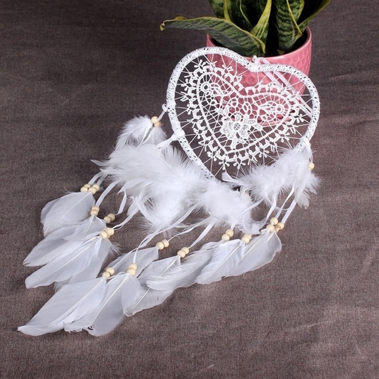 Işıklı Düş Kapanı Kalp Dream Catcher