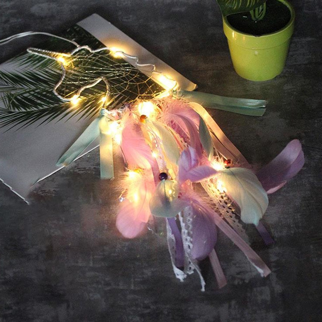 Işıklı Düş Kapanı Unicorn Dream Catcher