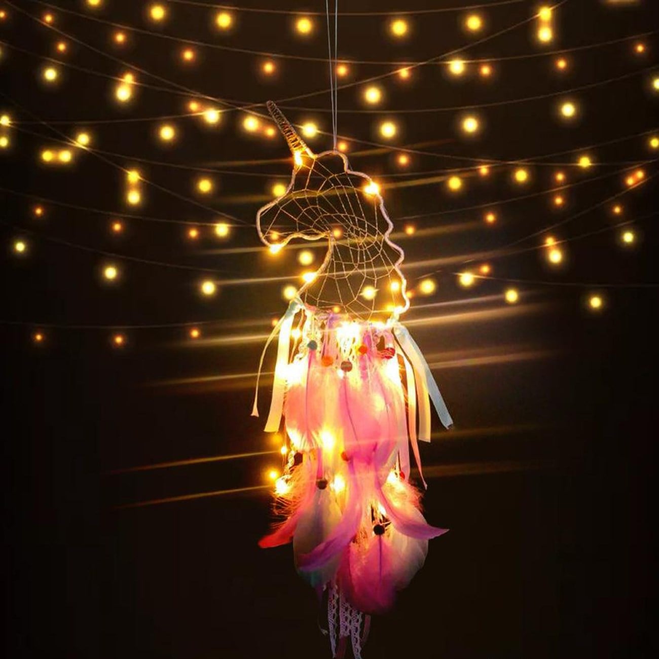 Işıklı Düş Kapanı Unicorn Dream Catcher