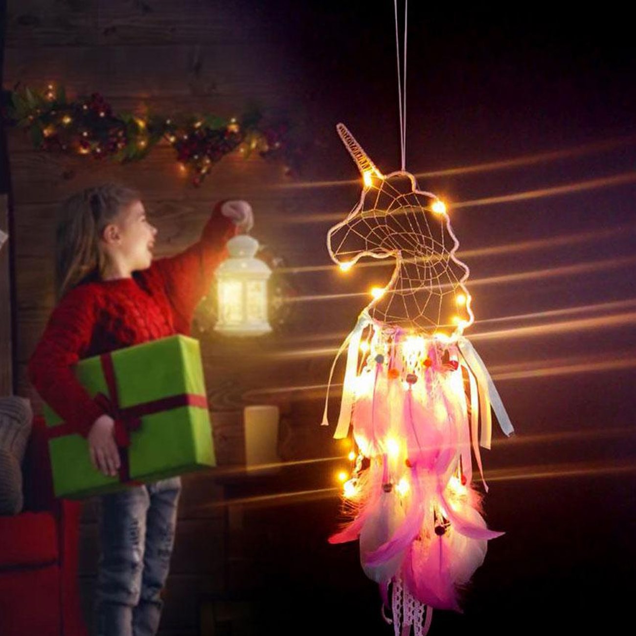 Işıklı Düş Kapanı Unicorn Dream Catcher