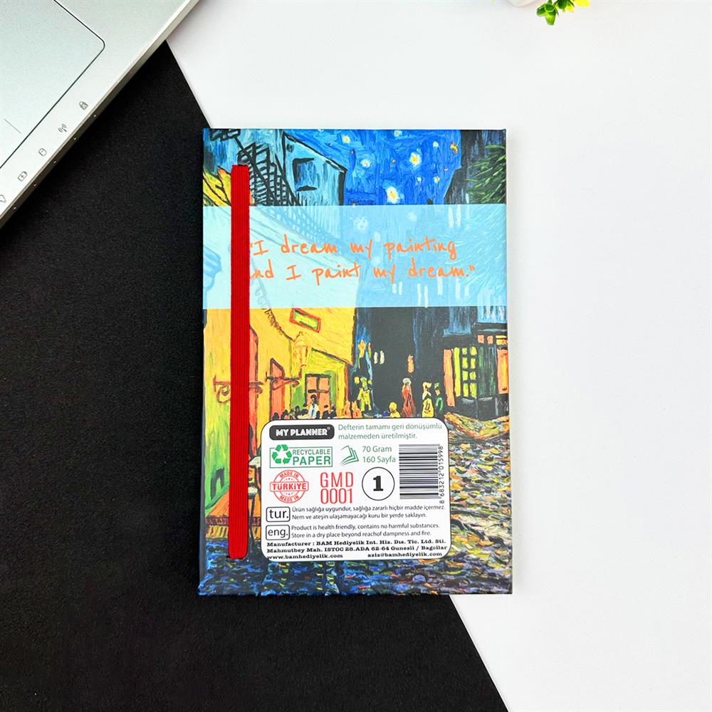 Kafe Terasta Yıldızlı Gece Tasarımlı Lastikli Defter