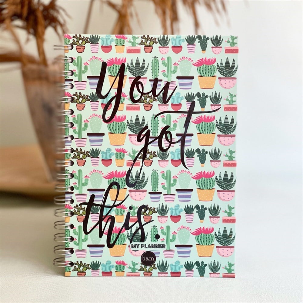 Kaktüs Tasarımlı Spiralli Defter