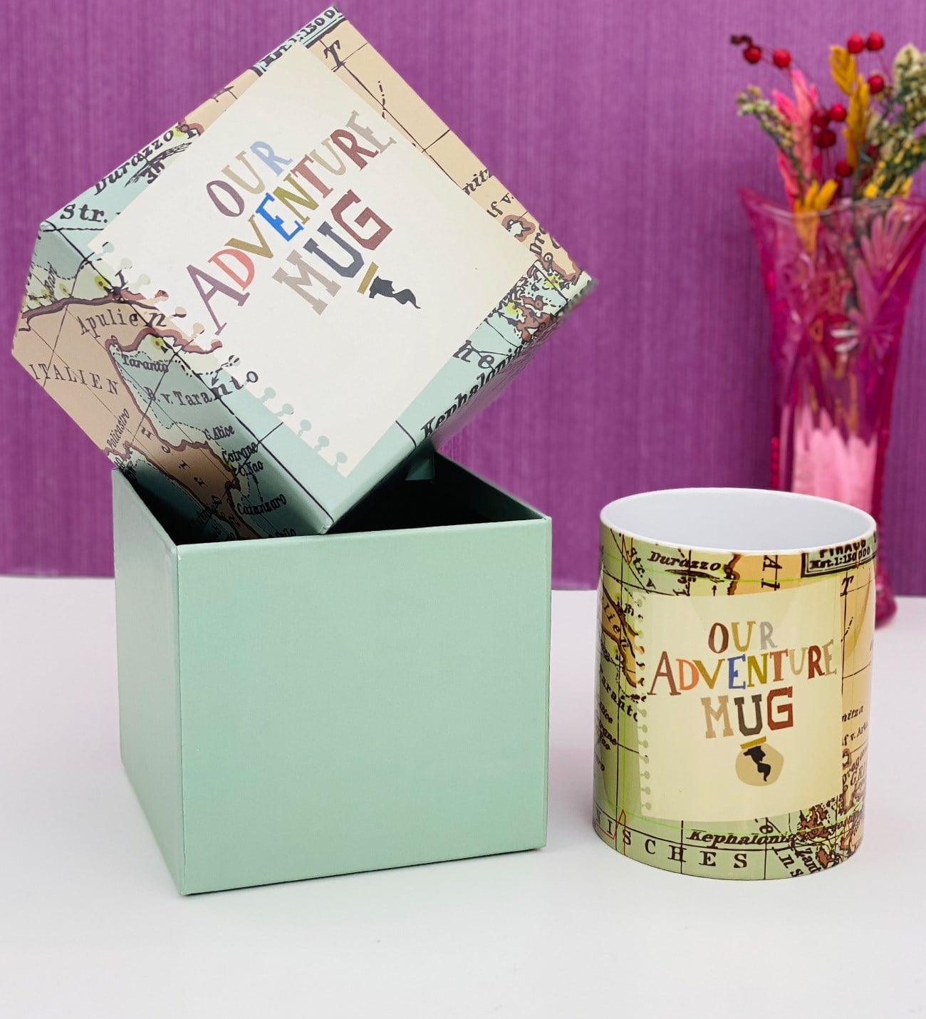 Karton Kutulu Our Adventure Mug Tasarımlı Kupa Toptan İstoç
