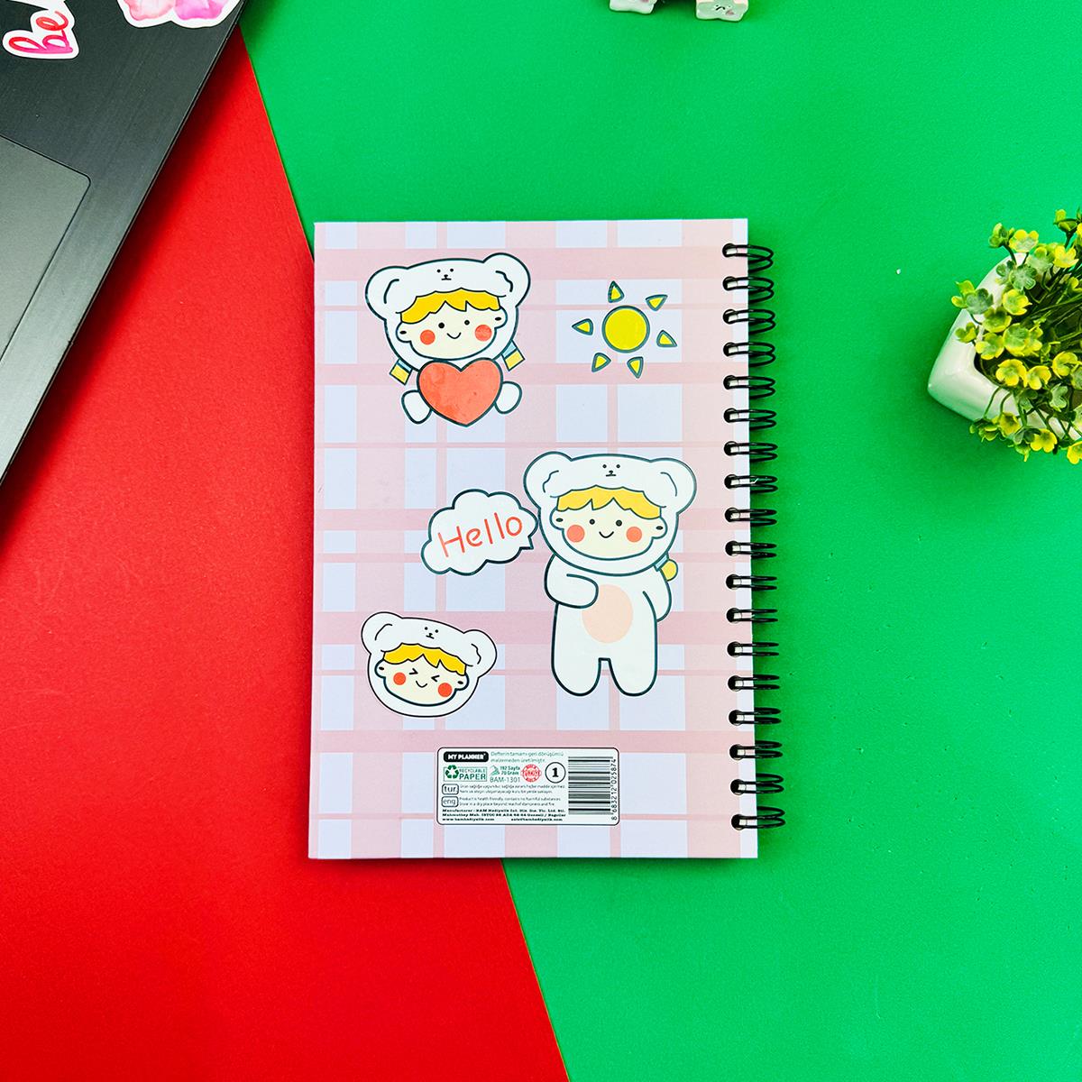 Kawaii Girl Tasarımlı Spiralli Defter
