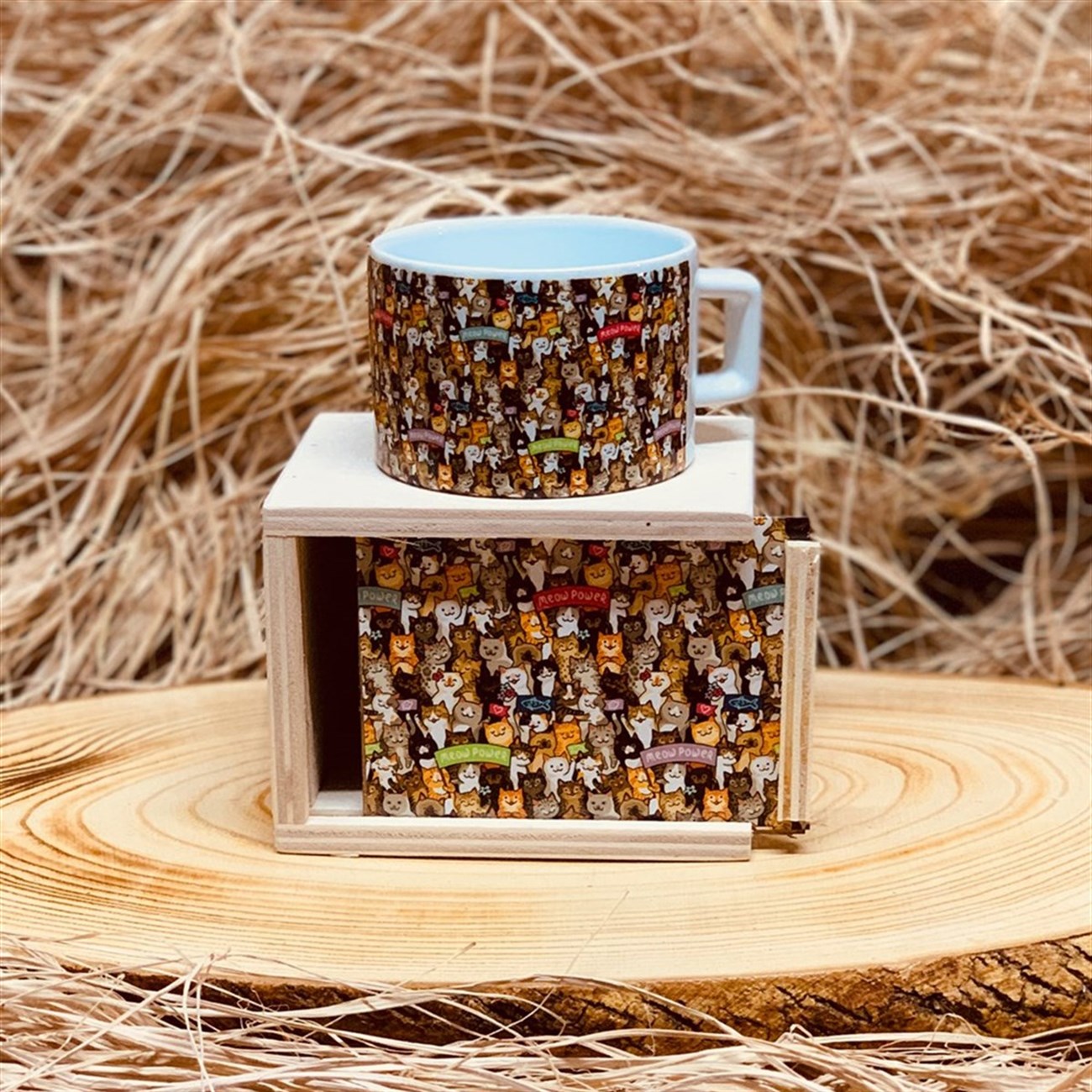 Kedi Latern Tasarımlı Kutulu Kupa