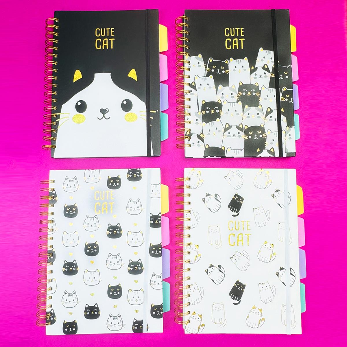 Kedi Tasarımlı 4 Bölmeli Haftalık Planlayıcı Defter
