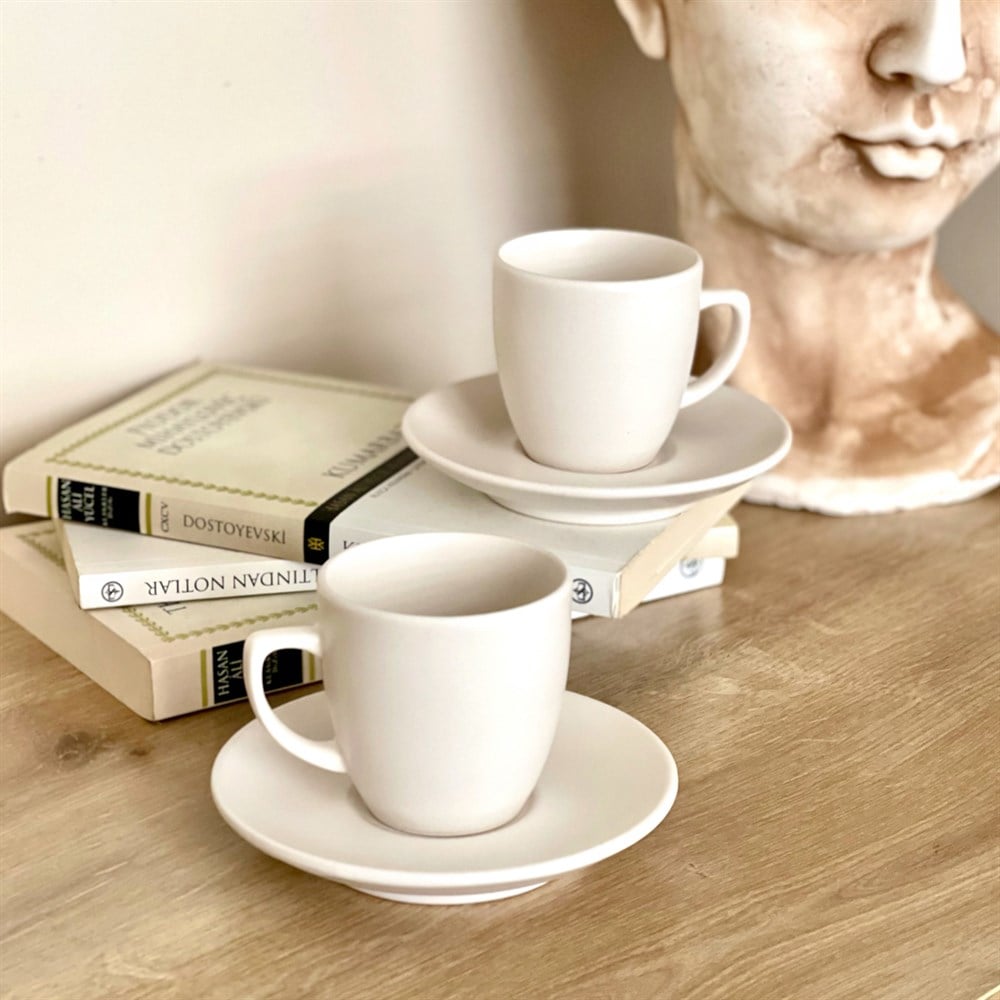 Keramika Turkish Coffee Cup & Saucer White