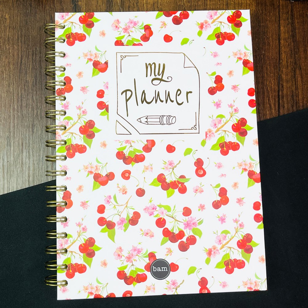 Kiraz My Planner Tasarımlı Çizgili Spiralli Defter
