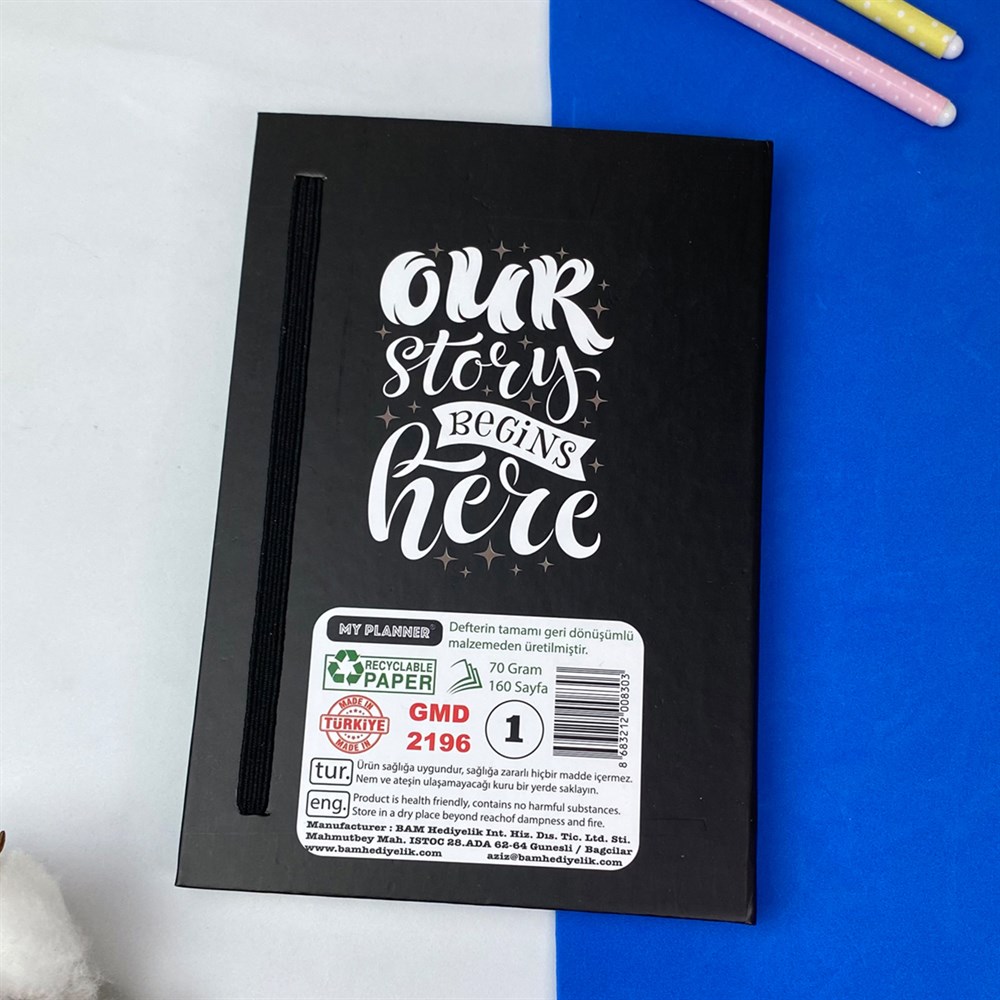 Klaket Tasarımlı Lastikli Defter