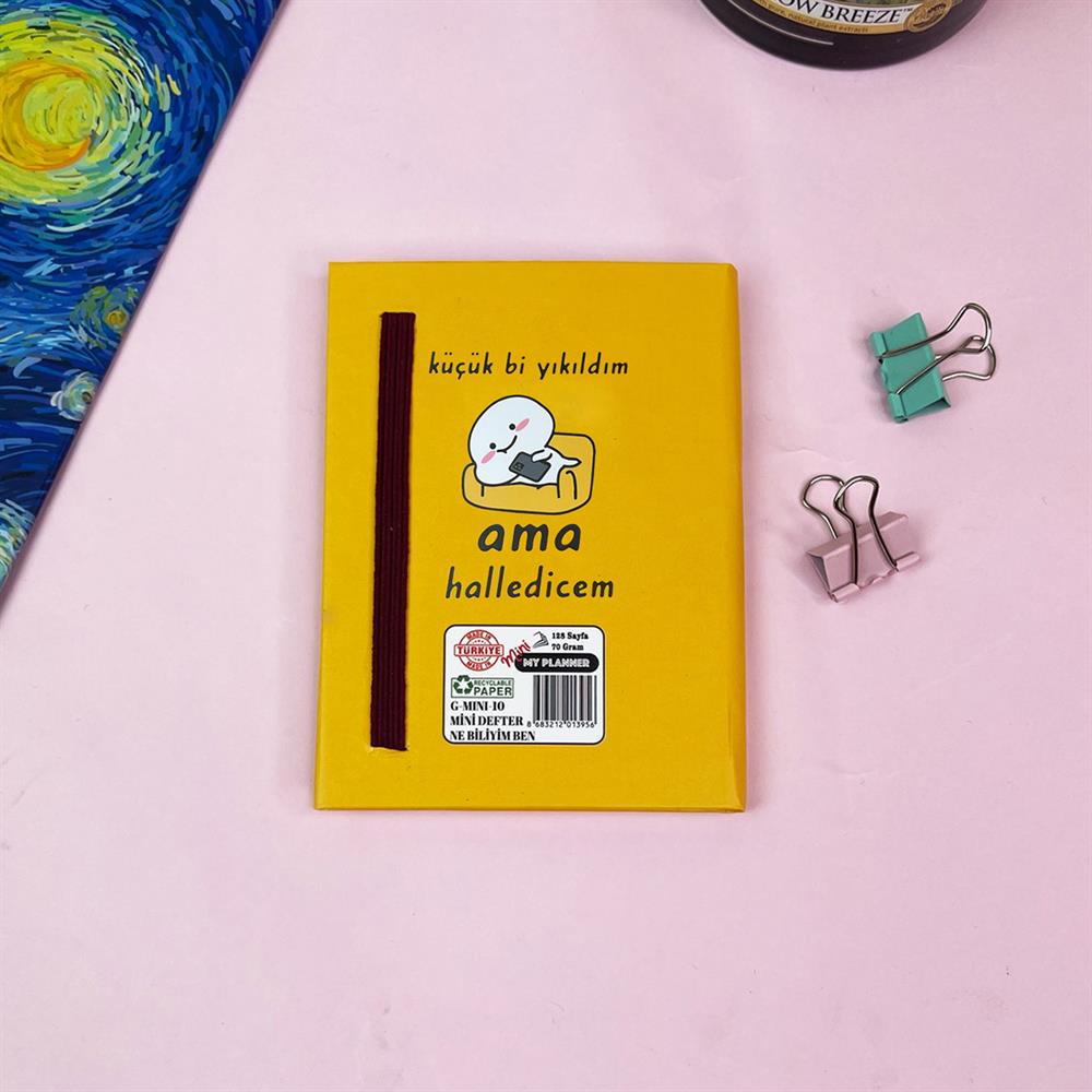 Küçük Bi Yıkıldım Tasarımlı Sert Kapaklı Mini Defter